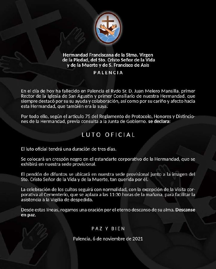 Portada de Declaración Luto Oficial