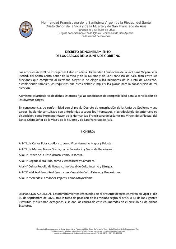 Portada de Decreto 2 Nombramientos JDG