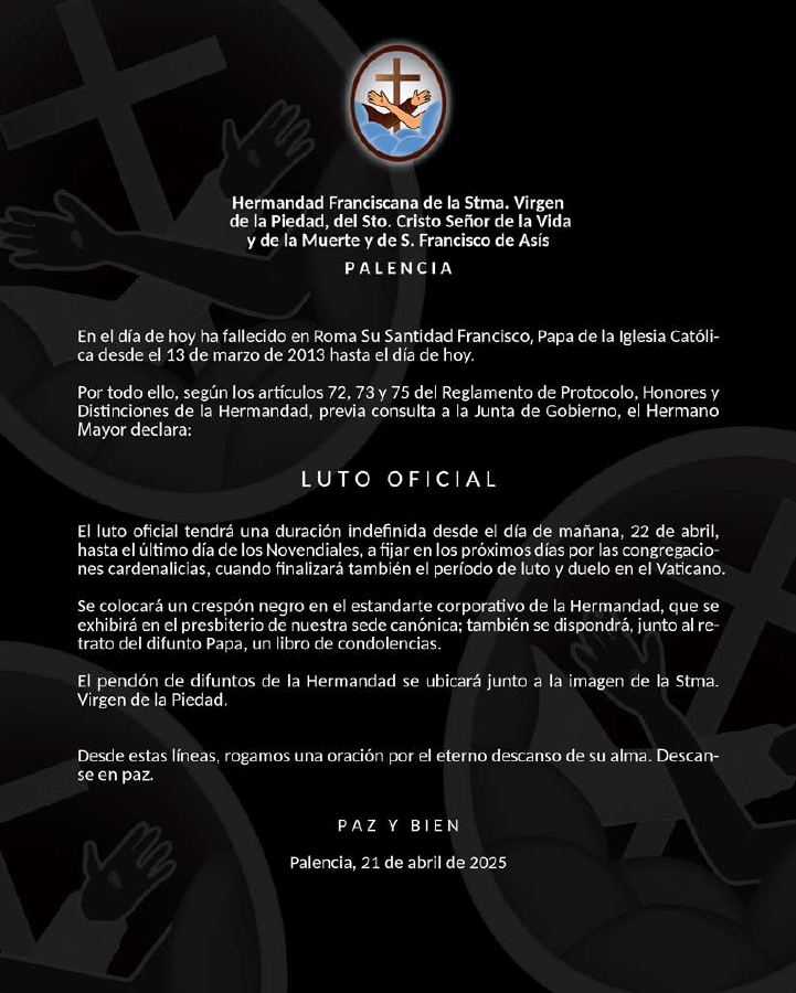 Portada de Declaración Luto Oficial