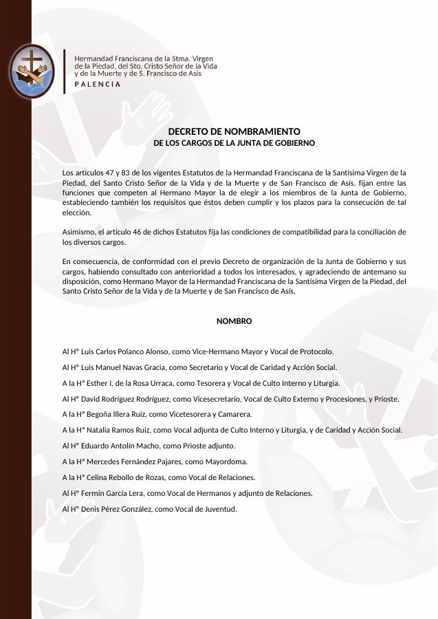 Portada de Decreto 2 Nombramientos JDG